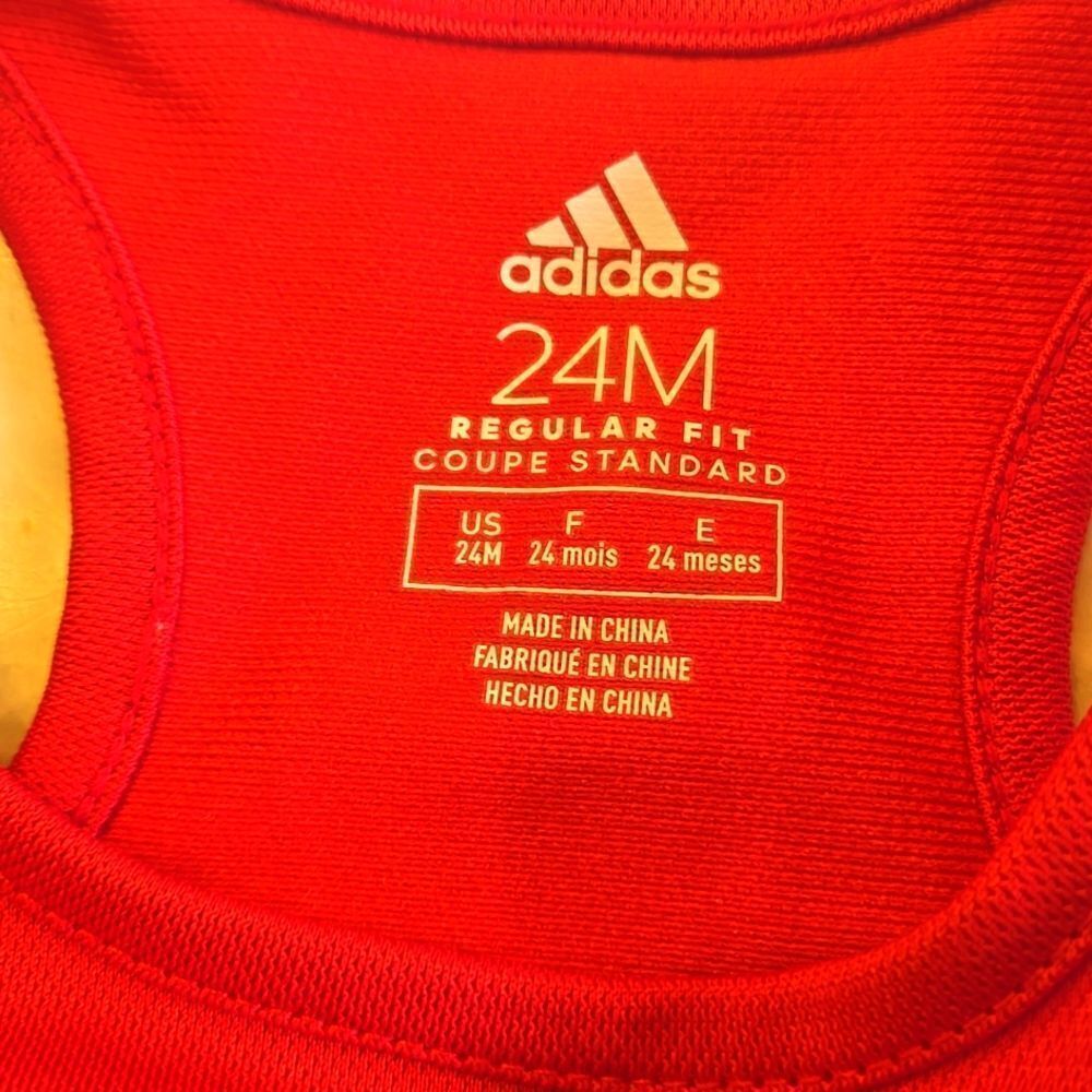 Adidas Red Sleeveless Tennis Dress, Size 24 Months - Picture 3 of 5
